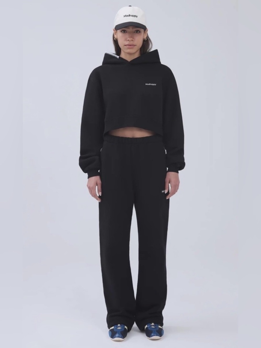 Madhappy Cropped Black Classics Fleece Black Hoodie